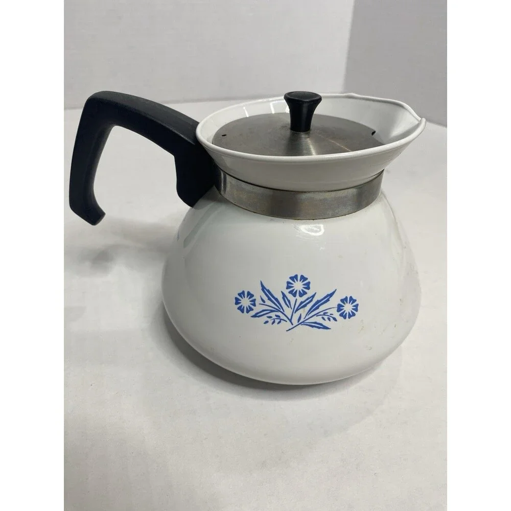 Corelle Ware Blue Cornflower Stove Top Set Of 2 Coffee Tea Pot 9 Cup And 6 Cup